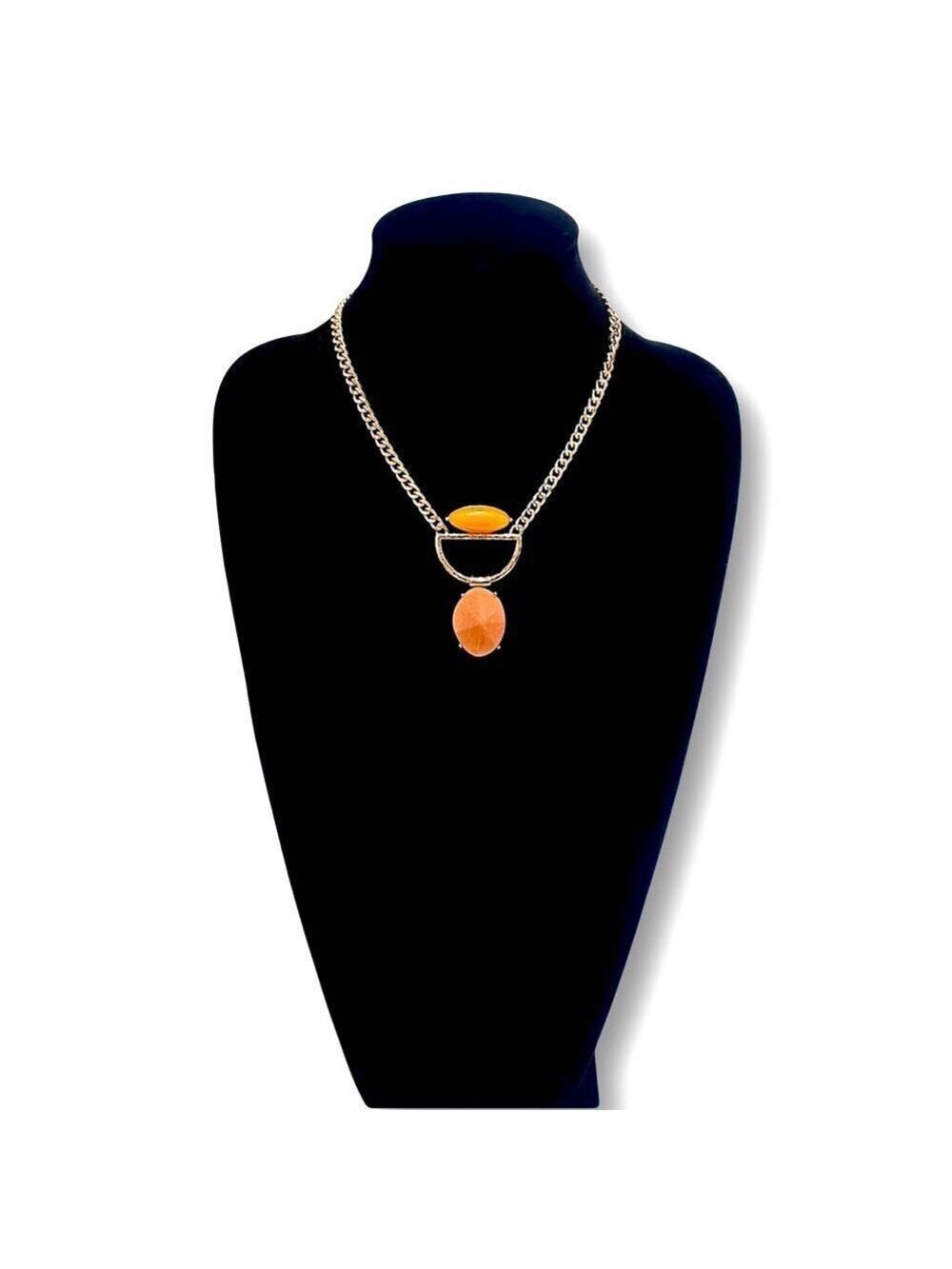 FRENCH CONNECTION | Peach and Mustard Gold Tone Bib Necklace | NWT